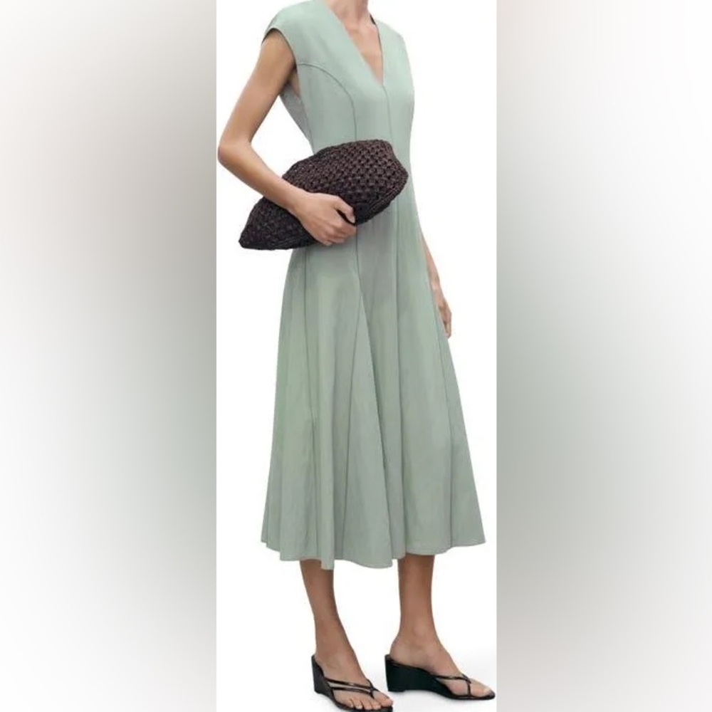 Mango Sage Green Midi Dress - 6